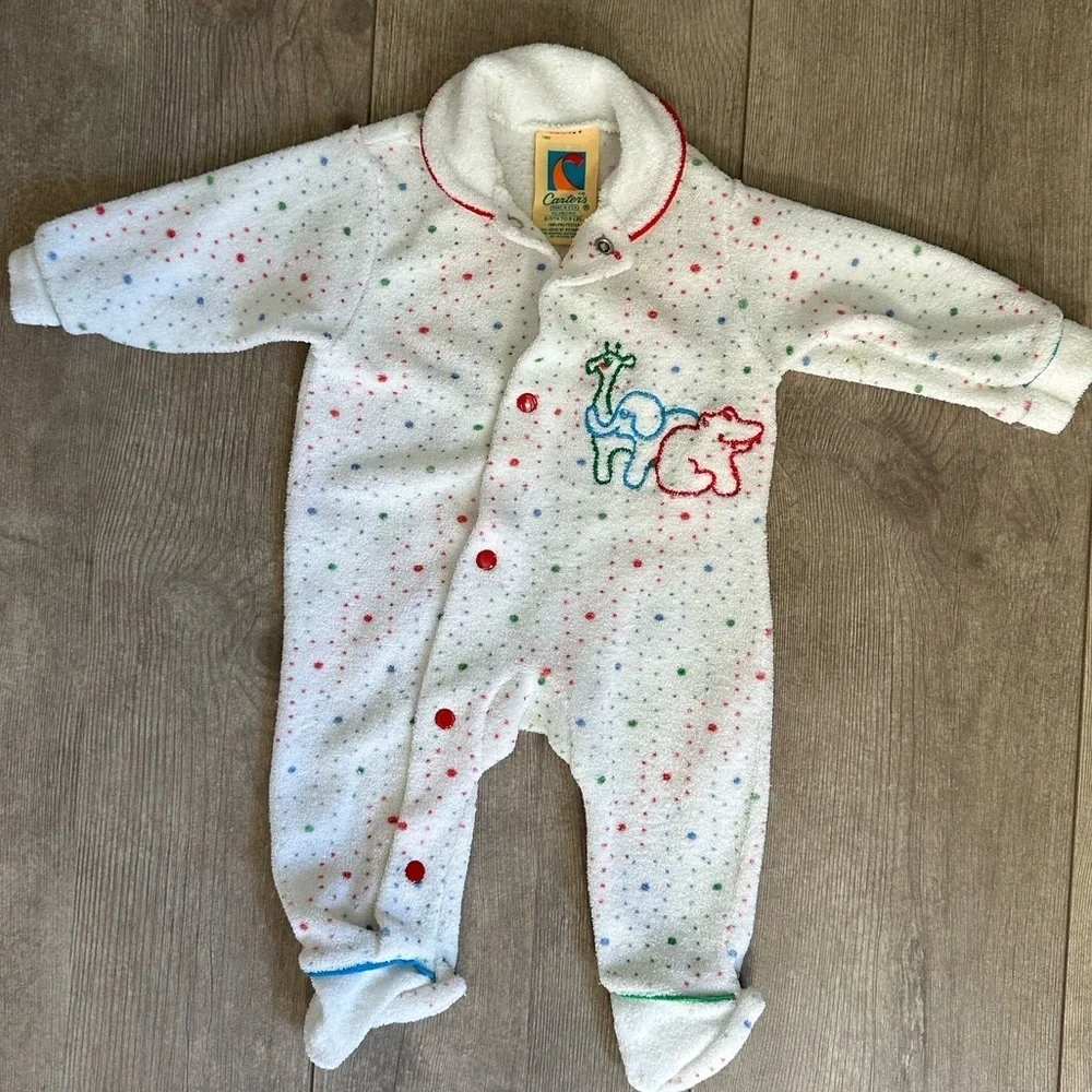 Vintage carters USA made Boy/GirlBaby Stretch Terry Sleeper Pajamas unisex